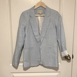 Linen blend blue striped blazer